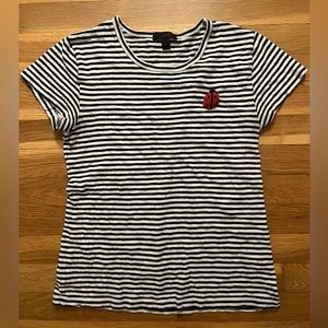 J. Crew Striped T-Shirt with Ladybug Embroidery